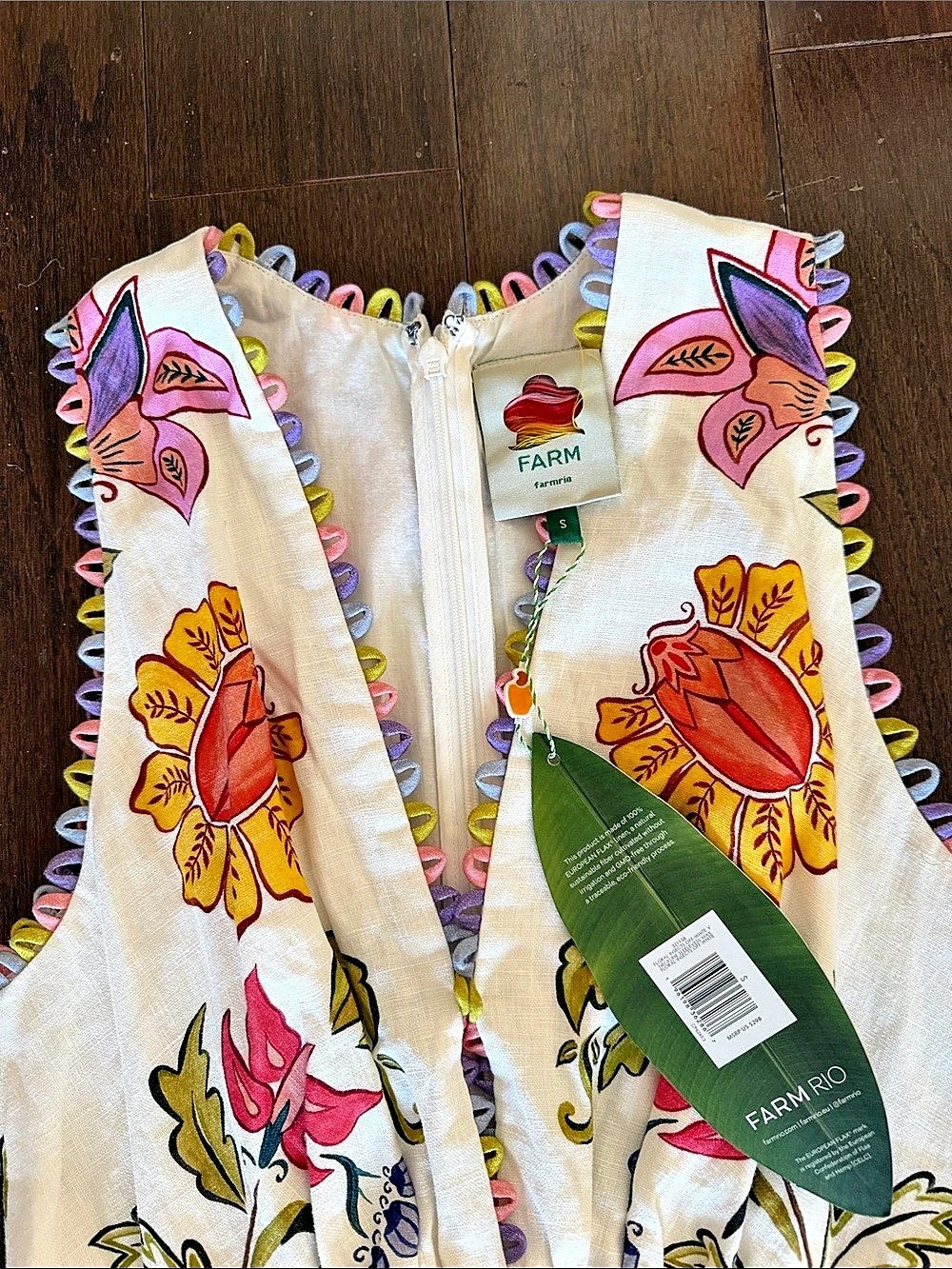 Farm Rio Off-White Flora Tile Scallop Maxi Dress - Picture 3 of 4
